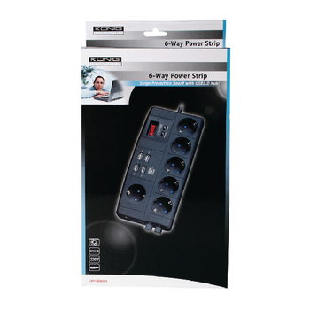 CMP-SPB08B 7-voudige tafelcontactdoos met overspanningsbeveiliging + coax / rj11 / usb hub zwart Verpakking foto
